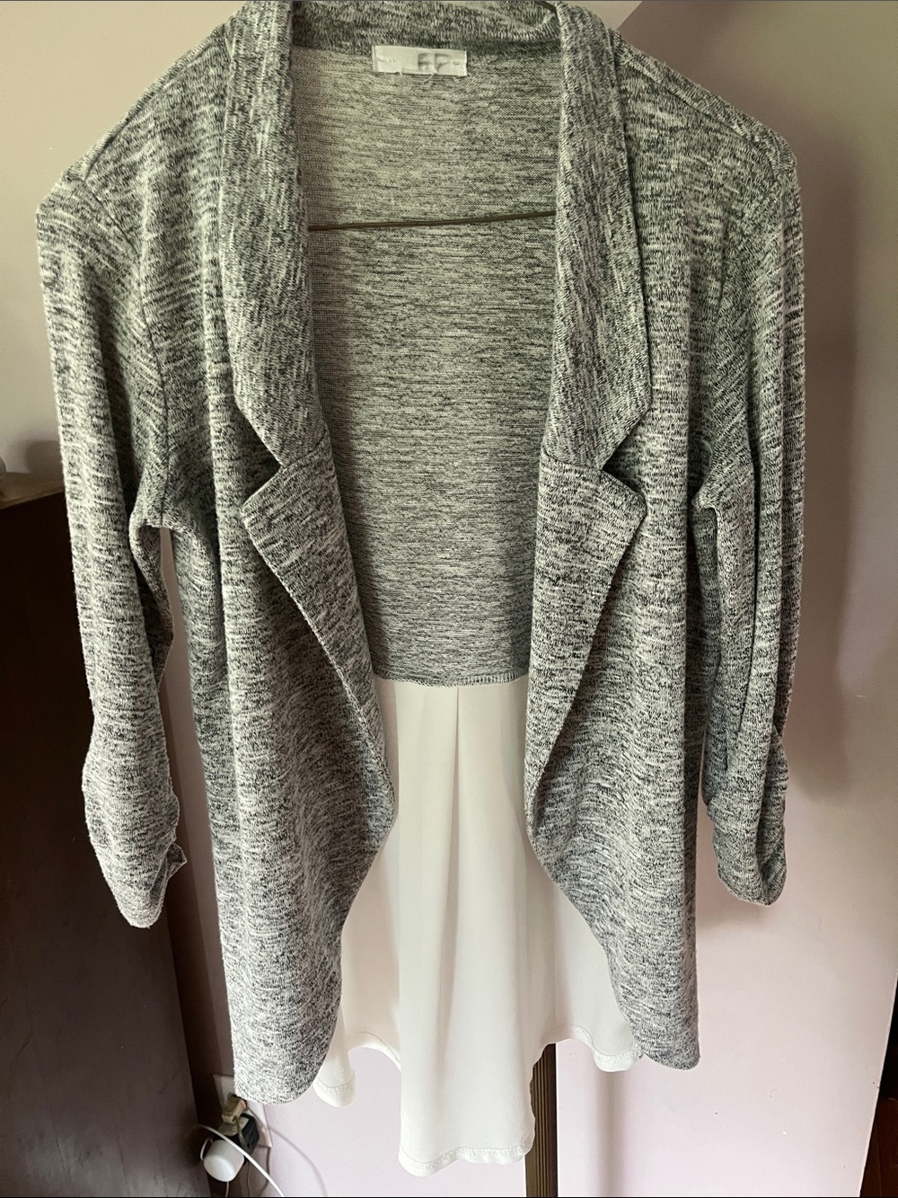 Gray Open-Front Women's Cardigan Sweater